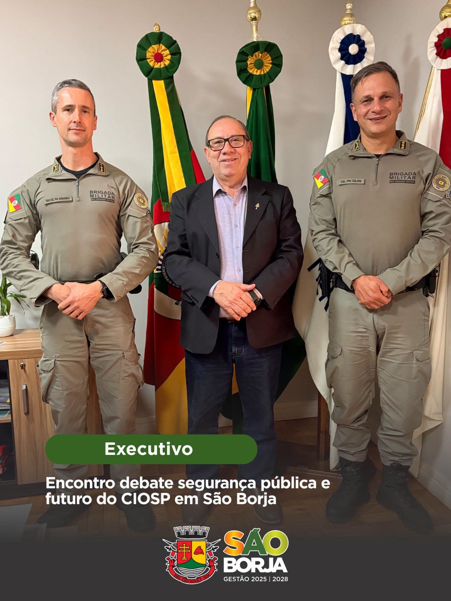 Prefeito José Luiz com o comandante regional da Brigada Militar